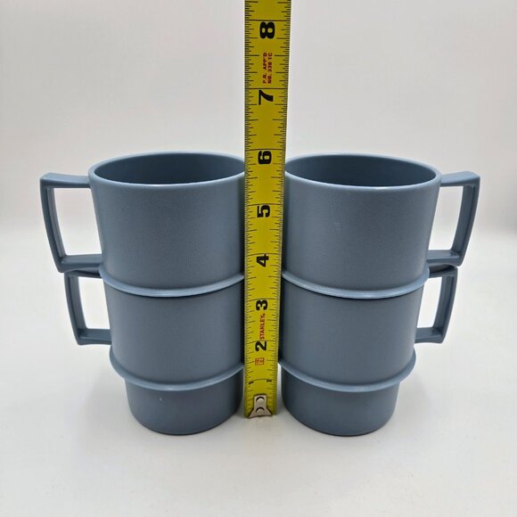 Vintage Tupperware Stacking Mugs 1312-12 Mug Cup Blue Read - Picture 2 of 9